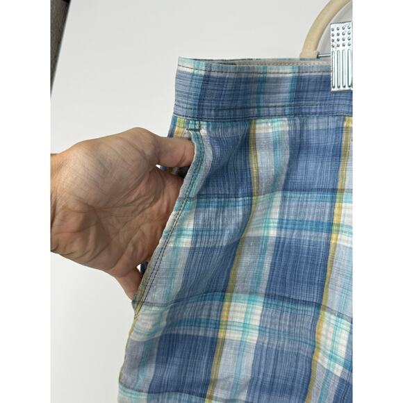 Tommy Bahama Shorts Men 44 Blue Plaid Linen Silk Blend Resort Vacation Summer - Picture 4 of 10